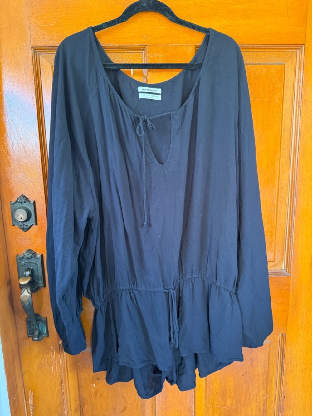 NWOT! One Teaspoon Lightweight Black Women’s Romper with Tie Neck Sz M